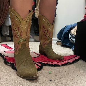 Vintage Justin Cowboy Boots Women Green